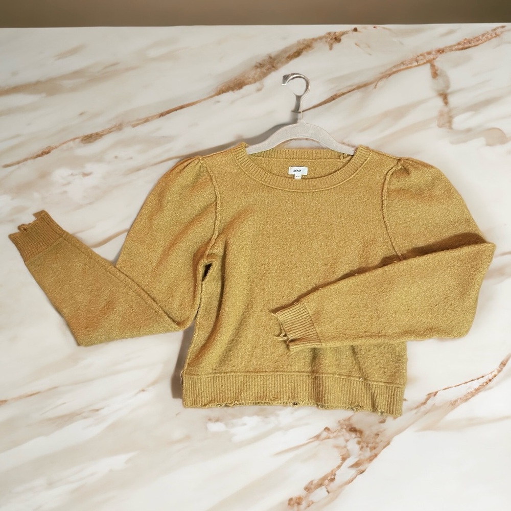 Aerie Cropped Sweater Mustard Yellow/Brown, Women’s M